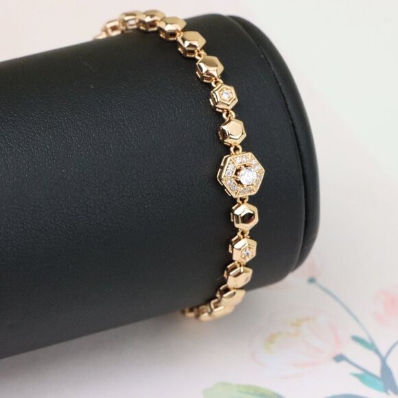 "Hexagon Rose Gold Bracelet with Crystal Detail, XPBL0980 - Picture 9 of 13